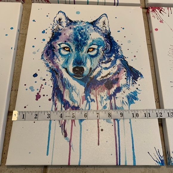 Watercolor Wolf Canvas Wall Art - Set of - Picture 2 of 8